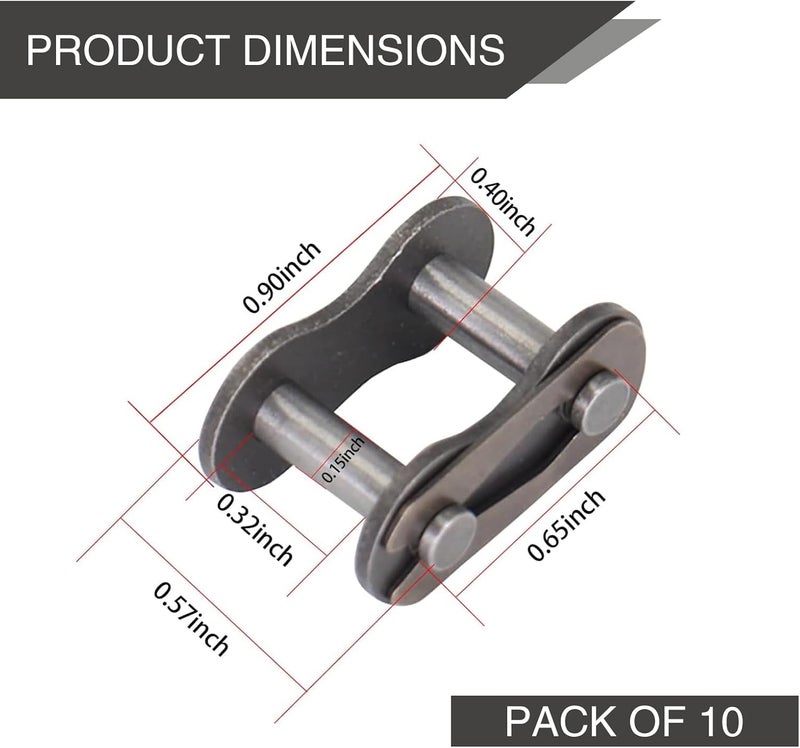 Flygun Pack-8 Chain Master Link Roller, Steel Alloy Heavy Duty Roller Chain Connector Links, Universal Automobile Replacement Accessories, for Most Motorcycles and Bikes (Black #415) - Image 2